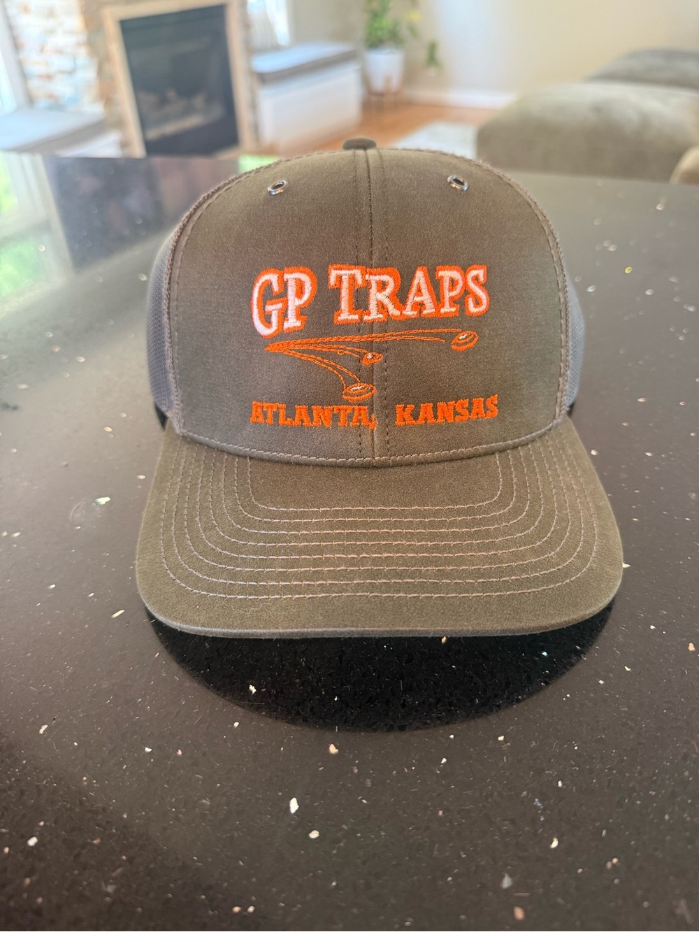 GP Traps Atlanta Kansas Olive Green and Orange Trucker Hat - Picture 3 of 4